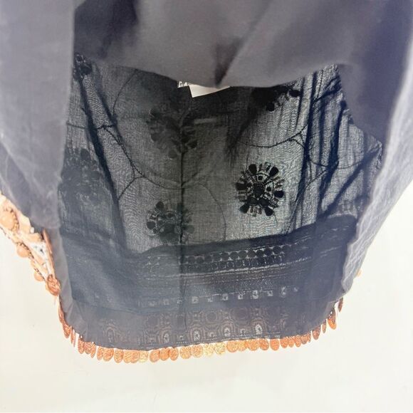 H&M Black Tan Cream Embroidered Beaded Jewel Embellished Tribal Mini Skirt NEW - Picture 13 of 15
